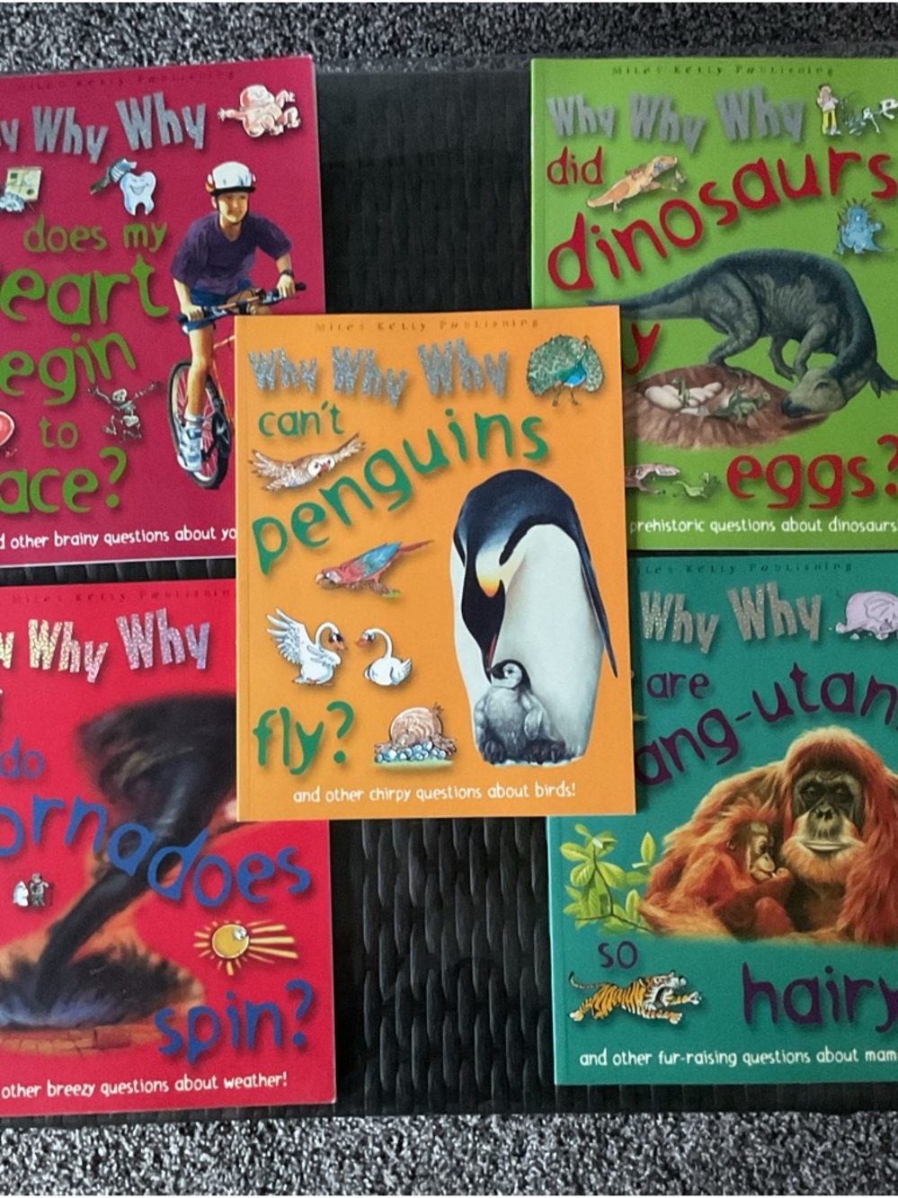 Books x5 Why do Dinosaurs Why does my heart Why do tornadoes Why can’t penguins